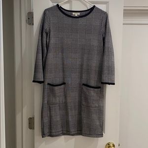 Max Studio 3/4 Sleeve Black Plaid Dress